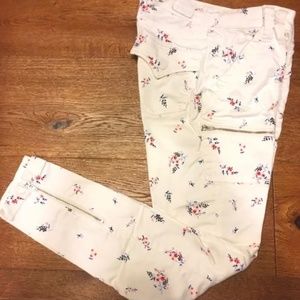 Joie Jeans, PARK SKINNY, Size 25, Ankle/Crop, Skinny, White with flower design